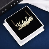 Custom Old English Name Necklace with Cross Symbol in Stainless Steel