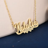 Custom Old English Name Necklace with Cross Symbol in Stainless Steel