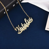 Custom Old English Name Necklace with Cross Symbol in Stainless Steel