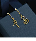 Personalized Cross Chain Earrings Stainless Steel Unique Gift