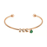 Personality Open Bangle Stainless Steel with Birthstone Jewelry