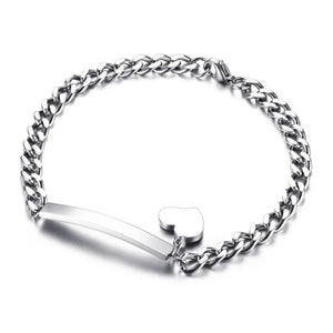 Personalized Engrave Heart Charm Bracelet for Women