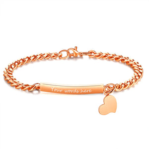 Personalized Engrave Heart Charm Bracelet for Women