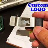 Custom Engraved Metal Leather Penholder for Diary Notebook