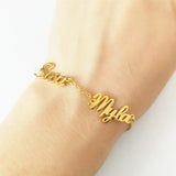 Personalized Names Bracelet Stainless Steel Charms Chain Engraved Handwriting