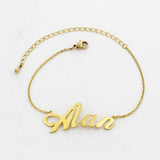 Personalized Names Bracelet Stainless Steel Charms Chain Engraved Handwriting