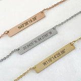 Personalized Bar Necklace Engraved Name Date Coordinates Initials Roman Numeral