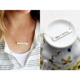 Personalized Bar Necklace Engraved Name Date Coordinates Initials Roman Numeral
