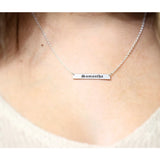 Personalized Bar Necklace Engraved Name Date Coordinates Initials Roman Numeral