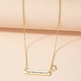 Personalized Bar Necklace Stainless Steel 18K Engraved Plate Silver Necklace