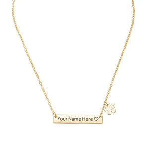 Personalized Bar Necklace Stainless Steel 18K Engraved Plate Silver Necklace