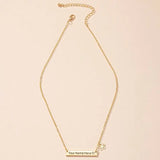 Personalized Bar Necklace Stainless Steel 18K Engraved Plate Silver Necklace