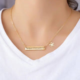 Personalized Bar Necklace Stainless Steel 18K Engraved Plate Silver Necklace