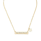 Personalized Bar Necklace Stainless Steel 18K Engraved Plate Silver Necklace
