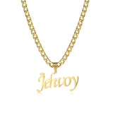 Crown Name Necklaces for Women Men Stainless Steel Thick Chain Necklace Pendant