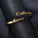 Personalized Double Name Bracelet Stainless Steel Adjustable Bangle