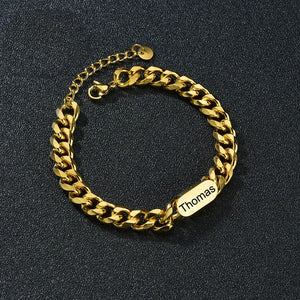 Custom Engraved Name Bracelet Cuban Chain for Men