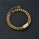 Custom Engraved Name Bracelet Cuban Chain for Men