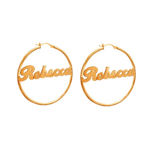 Personalized Gothic Big Earrings Stainless Steel Women Date Name Letter
