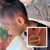 Personalized Gothic Big Earrings Stainless Steel Women Date Name Letter