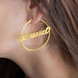 Personalized Gothic Big Earrings Stainless Steel Women Date Name Letter