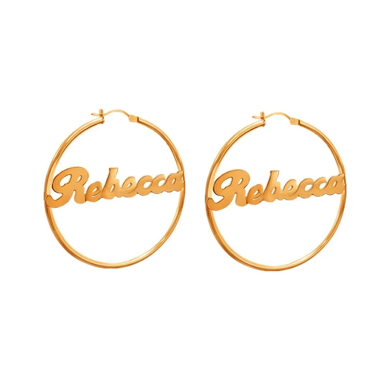 Personalized Gothic Big Earrings Stainless Steel Women Date Name Letter