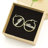 Personalized Gothic Big Earrings Stainless Steel Women Date Name Letter