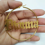 Personalized Gothic Big Earrings Stainless Steel Women Date Name Letter