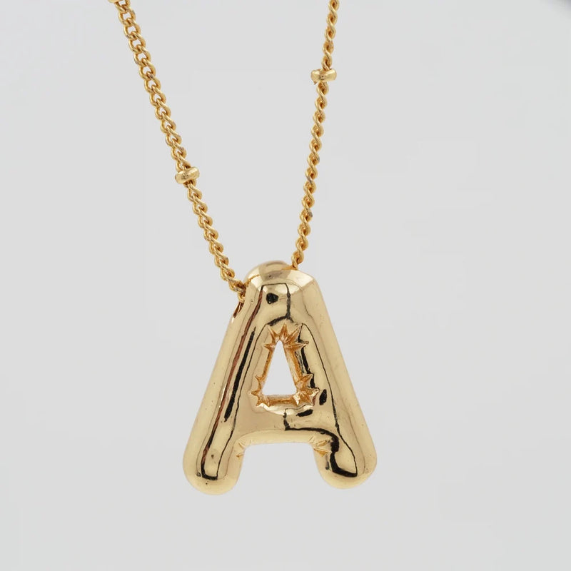 Custom 3D Balloon Alphabet Letter Pendant Name Necklace Choker