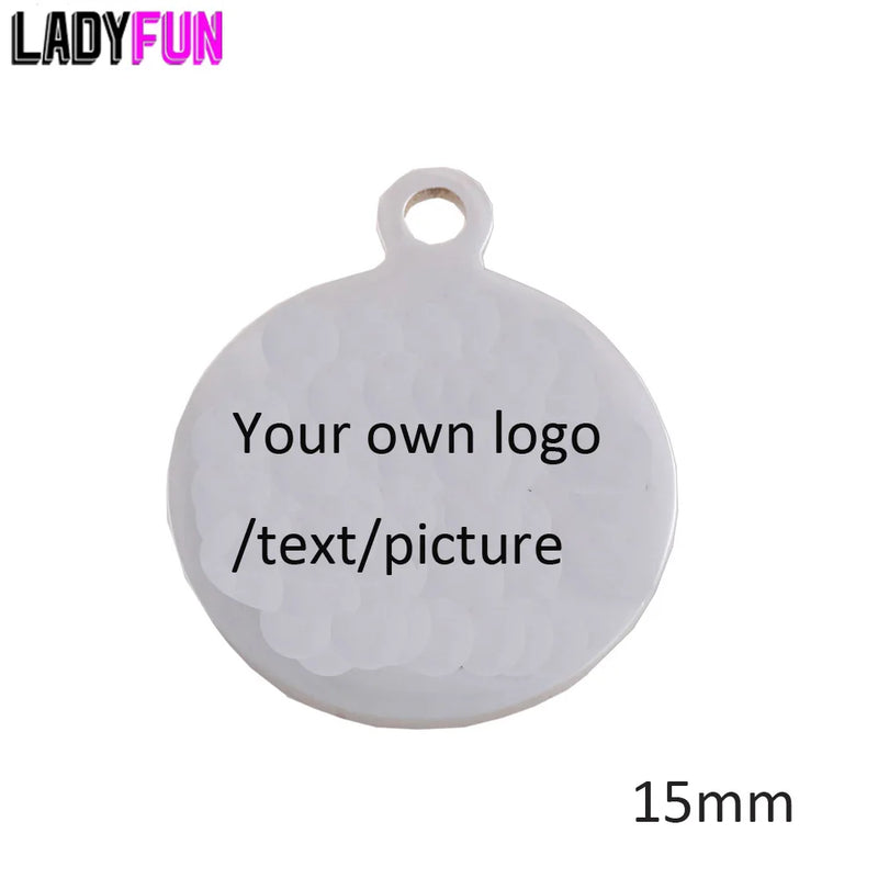 Custom Engraved Stainless Steel Charm Round Tag 15mm