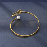 Personalized Name Bracelet Bangle For Women with Butterfly Pearl Stainless Steel