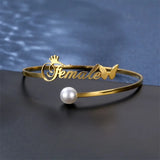 Personalized Crown Letter Bracelet Bangle Stainless Steel Jewelry