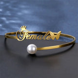Personalized Crown Letter Bracelet Bangle Stainless Steel Jewelry