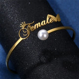 Personalized Crown Letter Bracelet Bangle Stainless Steel Jewelry
