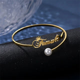 Personalized Crown Letter Bracelet Bangle Stainless Steel Jewelry