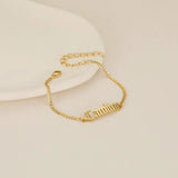 Personalized Name Bracelet Stainless Steel Charms Engraved Handwriting