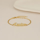Personalized Name Bracelet Stainless Steel Charms Engraved Handwriting