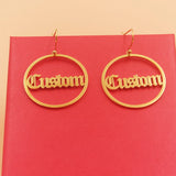 Personalized Name Earrings Stainless Steel Drop Ohrringe Circle Pendientes