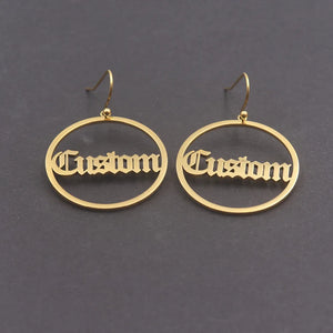 Personalized Name Earrings Stainless Steel Drop Ohrringe Circle Pendientes