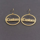 Personalized Name Earrings Stainless Steel Drop Ohrringe Circle Pendientes