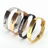Personalized Name ID Bracelet Stainless Steel Men's Bangle Gift