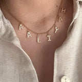 Custom Zircon Initial Letter Necklace Stainless Steel Christmas Jewelry