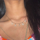 Custom Zircon Initial Letter Necklace Stainless Steel Christmas Jewelry