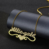 Personalized Name Stainless Steel Necklace Crystal Pendant for Women
