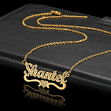 Custom Name Stainless Steel Necklace with Cubic Zircon Letters for Women