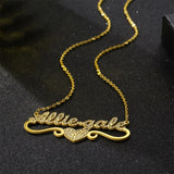 Personalized Name Stainless Steel Necklace Crystal Pendant for Women