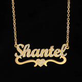 Custom Name Stainless Steel Necklace with Cubic Zircon Letters for Women