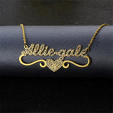 Personalized Name Stainless Steel Necklace Crystal Pendant for Women