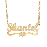 Custom Name Stainless Steel Necklace with Cubic Zircon Letters for Women