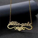 Personalized Name Stainless Steel Necklace Crystal Pendant for Women